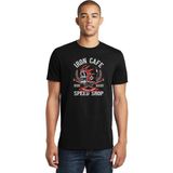 Qivi Iron Cafe Speed Shop Baskılı Siyah Erkek Örme T-shirt