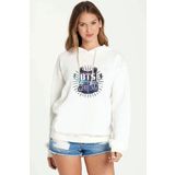 Qivi K Pop Bts Logo Koreli Grup Baskılı Beyaz Kadın Uzun Kol Örme Sweatshirt