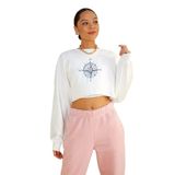 Qivi Kadın Örme Beyaz Sweatshirt Uzun Kol CKB0047-KDNCR, S