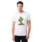 Qivi Kaktüs Cactus Baskılı Beyaz Erkek T-shirt