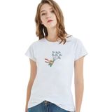 Qivi Karikatür Karakter Çizimi Küçük Prens Post Baskılı Kadın Beyaz Örme T-shirt