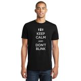 Qivi Keep Calm And Don't Blink Baskılı Siyah Erkek Örme T-shirt