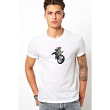 Qivi Kiss Motorcycle Helmets Car Harley Davidson Baskılı Beyaz Erkek Örme Tshirt - XL