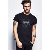 Qivi Korpiklaani Dark Roots Baskılı Siyah Erkek Örme T-shirt