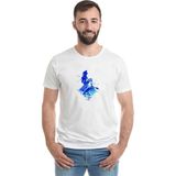 Qivi Küçük Denizkızı Ariel Suluboya Sarılmış Tuval Baskılı Beyaz Erkek Örme Tshirt