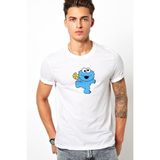 Qivi Kurabiye Canavarı Elmo Küçük Baskılı Beyaz Erkek T-shirt