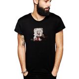 Qivi Lady Gaga Poker Face Baskılı Siyah Erkek Örme T-shirt