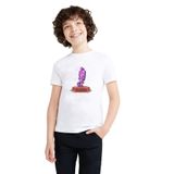 Qivi Larry Zooba Battle Baskılı Beyaz Unisex Çocuk T-shirt