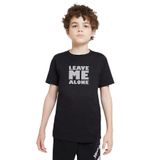 Qivi Leave Me Alone Baskılı Siyah Unisex Çocuk T-shirt