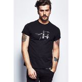 Qivi Leon Mathilda No Woman No Baskılı Siyah Erkek Örme T-shirt