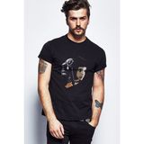 Qivi Leon Profesional Baskılı Siyah Erkek Örme T-shirt
