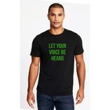 Qivi Let Your Voice Be Heard Baskılı Siyah Erkek Örme T-shirt