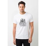 Qivi Lets Go Camping Çam Baskılı Beyaz Erkek T-shirt
