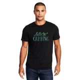 Qivi Lets Go Camping Tipografi Baskılı Siyah Erkek Örme T-shirt
