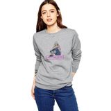 Qivi Lisa Blackpınk Yg Entertainment K Pop Baskılı Gri Kadın Örme Sweatshirt Uzun Kol BGA1286-KDNSW, L