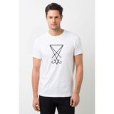 Qivi Lucifer Sigil Baskılı Beyaz Erkek T-shirt