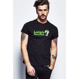 Qivi Luigi's Mansion 3 Logo Baskılı Siyah Erkek Örme T-shirt