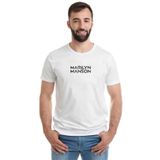 Qivi Marilyn Manson Baskılı Beyaz Erkek T-shirt