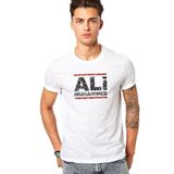Qivi Mohamed Ali Run Dmc Baskılı Beyaz Erkek T-shirt