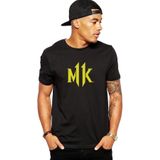 Qivi Mortal Kombat MK Logo Baskılı Siyah Erkek Örme T-shirt