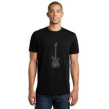 Qivi Notalar Gitar Music Baskılı Beyaz Erkek Örme T-shirt