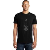 Qivi Notalar Gitar Music Baskılı Siyah Erkek Örme T-shirt