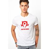Qivi Of Warcraft For The Horde World Baskılı Beyaz Erkek Örme T-shirt
