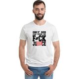 Qivi Only God Can Judge Me Fck Ju Ce Baskılı Beyaz Erkek T-shirt