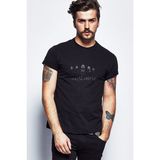 Qivi Orphaned Land Group Baskılı Siyah Erkek Örme T-shirt