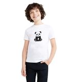 Qivi Panda Baskılı Unisex Çocuk Beyaz T-shirt