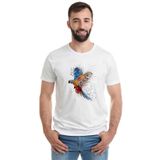 Qivi Papağan Sulu Boya Damlamalı Baskılı Beyaz Erkek T-shirt