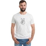 Qivi Peace Baskılı Beyaz Erkek T-shirt