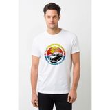 Qivi Plaj Classic Transit Baskılı Beyaz Erkek T-shirt
