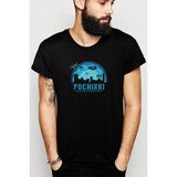 Qivi Pubg Pochinki Visit Mavi Baskılı Siyah Erkek Örme T-shirt