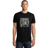 Qivi Pubg Straight Outta Mylta Baskılı Siyah Erkek Örme T-shirt
