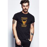Qivi Pubg Winner Sarı Kuru Kafa Baskılı Siyah Erkek Örme T-shirt