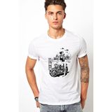 Qivi Racer Motor Motorsiklet Baskılı Beyaz Erkek T-shirt