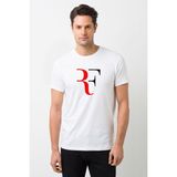 Qivi Roger Federer RF Baskılı Beyaz Örme Erkek T-shirt
