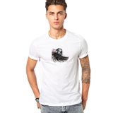 Qivi Şahin Resim Suluboya Resim Falcon Illüstrasyon Baskılı Beyaz Erkek T-shirt