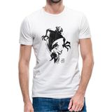 Qivi Samurai Jack Örme Baskılı Beyaz Erkek T-shirt
