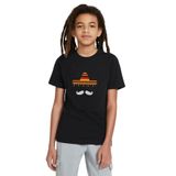 Qivi Sapka Bıyık Baskılı Unisex Çocuk Siyah T-shirt