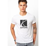 Qivi Saturn Baskılı Beyaz Erkek Örme T-shirt