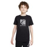 Qivi Saturn Baskılı Unisex Çocuk Siyah T-shirt