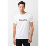 Qivi Sekiro Shadows Die Twice Logo Baskılı Beyaz Erkek T-shirt