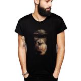 Qivi SFK0520ERKTS Animal Maymun Baskılı Siyah Örme Erkek T-shirt