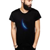 Qivi SFK0607ERKTS Dünya Mavi Baskılı Siyah Örme Erkek T-shirt