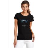 Qivi SFK0838KDNTS Diablo Baskılı Siyah Örme Kadın T-shirt