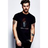 Qivi SFK0881ERKTS Mettalica Never Baskılı Siyah Örme Erkek T-shirt