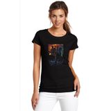 Qivi SFK2378KDNTS Baskılı Siyah Kadın Örme T-shirt