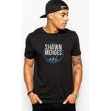 Qivi Shawn Mendes Mountain Baskılı Siyah Erkek Örme T-shirt